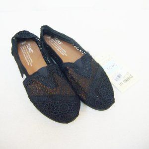New Toms Crochet Black Flats